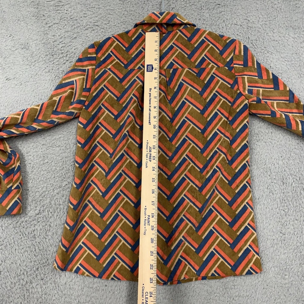 FANSILANEN Shirt Womens XS Multicolor Corduroy Geometric Button Up Long Sleeve - Picture 10 of 16